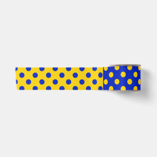 Ruban En Satin Motif de points jaunes et bleus demi-teinte Design