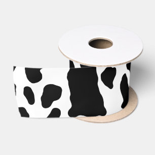Ruban En Satin Motif de Poster de animal de points de vache noir 