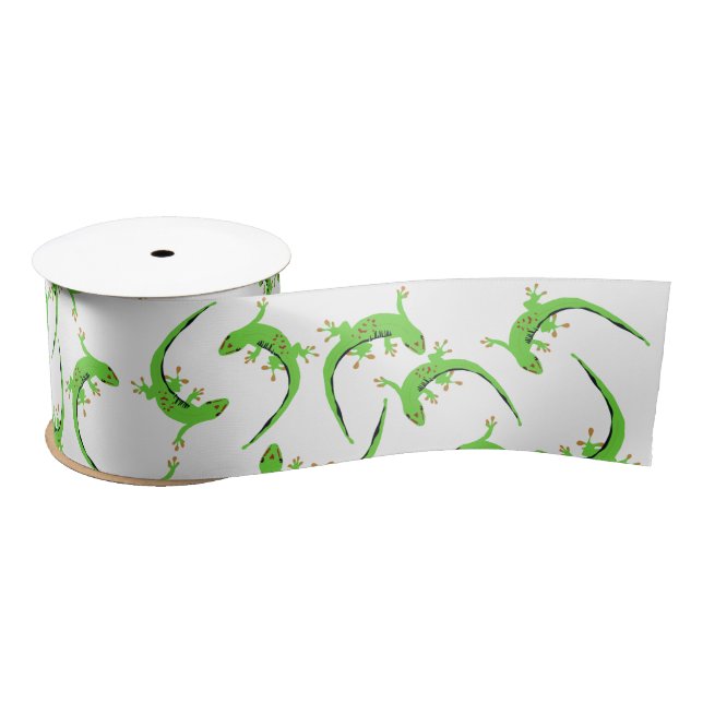 Ruban En Satin Motif de reptile Gecko Lizard (Bobine)