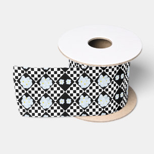 Ruban En Satin Motif de sansy noir et blanc