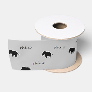 Ruban En Satin motif de silhouette rhinocéros