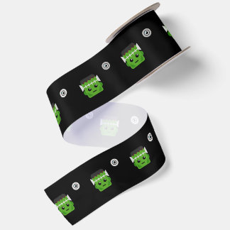 RUBAN EN SATIN MOTIF DE TÊTE DE FRANKENSTEIN