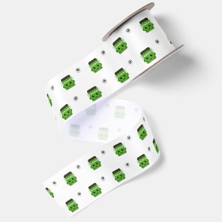 RUBAN EN SATIN MOTIF DE TÊTE DE FRANKENSTEIN MIGNON