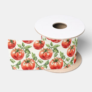 Ruban En Satin Motif de tomate à l'aquarelle