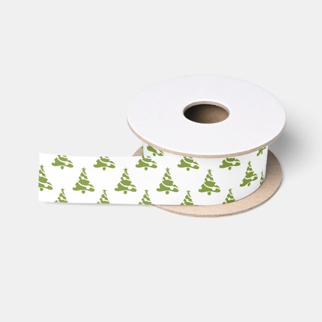 Ruban En Satin motif de vacances pour les arbres de Noël verts (Bobine)