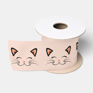 Ruban En Satin Motif de visage de chaton flottant