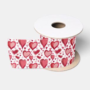 Ruban En Satin Motif des Coeurs rouges Dessin Saint Valentin