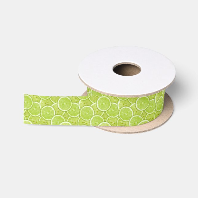 Ruban En Satin Motif des tranches vertes de chaux (Bobine)