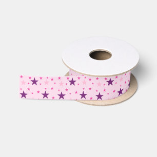 Ruban En Satin Motif d'étoiles rose