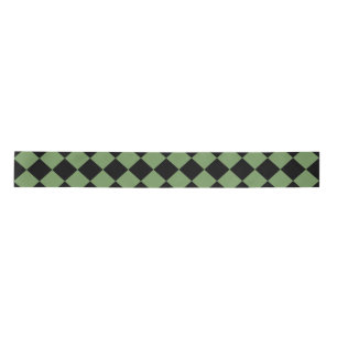 Ruban En Satin Motif diamant de Black Checker vert