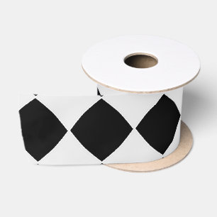 Ruban En Satin Motif diamant noir et blanc