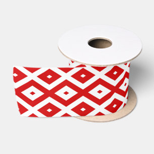 Ruban En Satin Motif diamant rouge et blanc