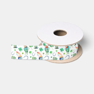 Ruban En Satin Motif du jour de St Patrick d'aquarelle