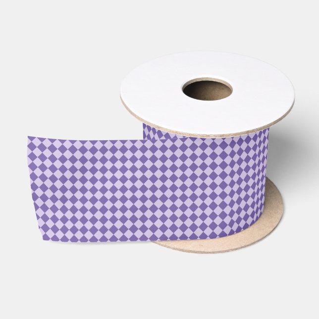 Ruban En Satin Motif du vérificateur de diamants violet (Bobine)