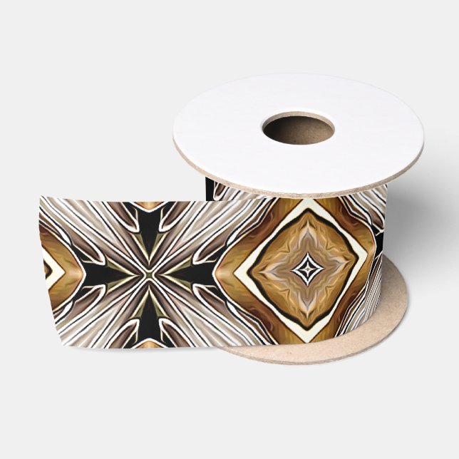 Ruban En Satin Motif en bronze doré du kaléidoscope (Bobine)