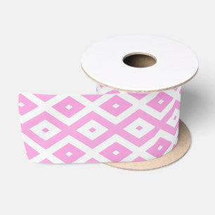 Ruban En Satin Motif en diamant rose et blanc