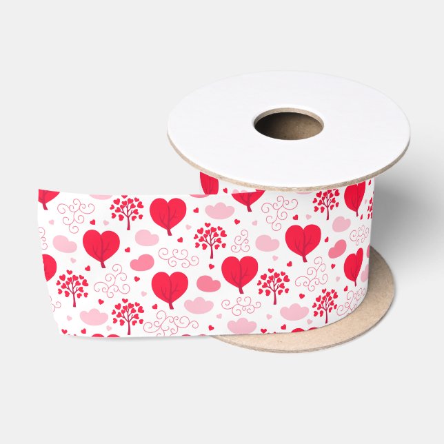 Ruban En Satin Motif en forme d'arbre de la Saint-Valentin (Bobine)