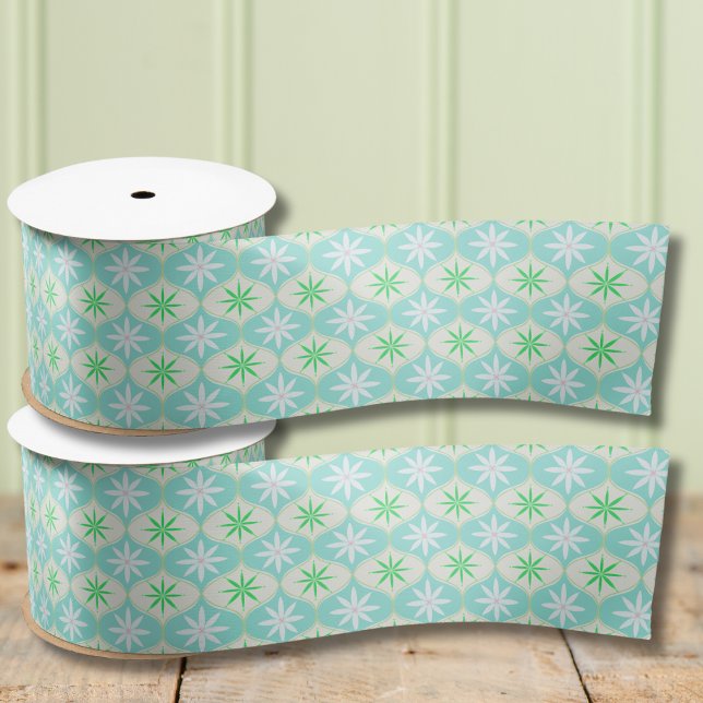 Ruban En Satin Motif en verre à l'ourlet Retro Flower & Daisy (Créateur téléchargé)