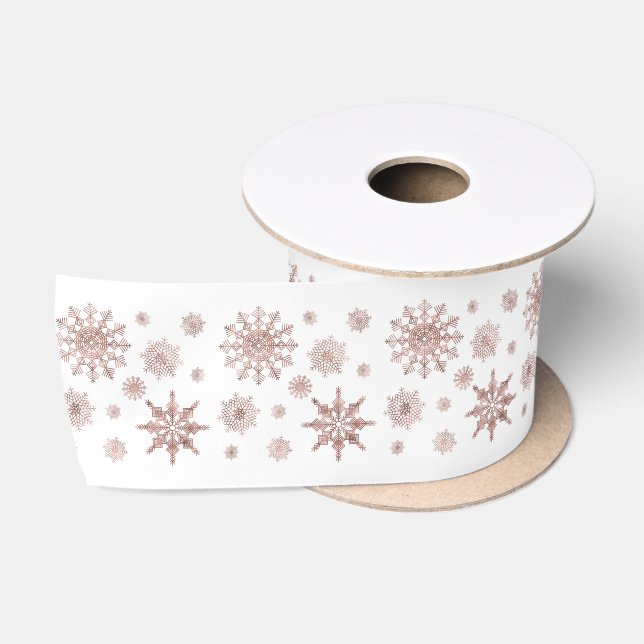 Ruban En Satin Motif Flocon de Neige de Couleur Ressemblant à du  (Bobine)