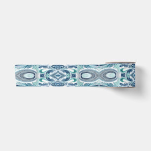 Ruban En Satin Motif floral baroque sarcelle et bleu élégant