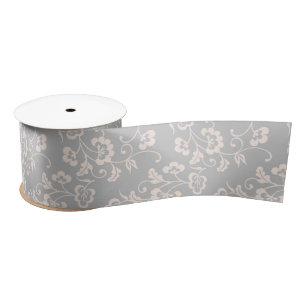 Ruban En Satin Motif Floral Botanique Rose Clair Élégant