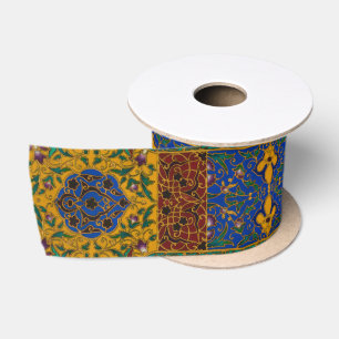 Ruban En Satin Motif floral persan décoratif complexe