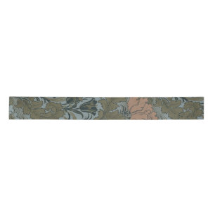 Ruban En Satin Motif floral victorien antique terre cuite sauge