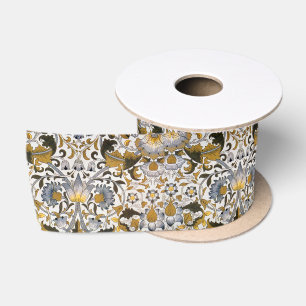 Ruban En Satin Motif floral William Morris Lodden : bleu or