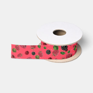 Ruban En Satin Motif framboise