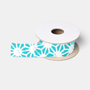 Ruban En Satin Motif géométrique Aqua