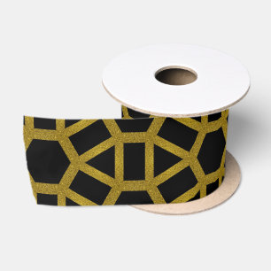 Ruban En Satin Motif géométrique Faux Gold & Black Art Déco
