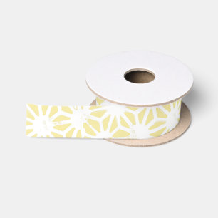 Ruban En Satin Motif géométrique jaune citron
