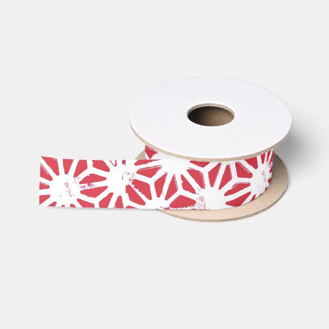 Ruban En Satin Motif géométrique rouge (Bobine)