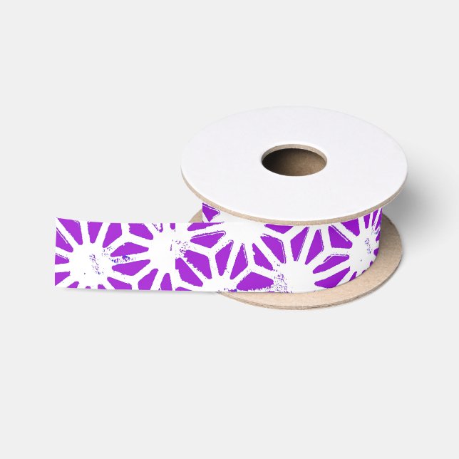 Ruban En Satin Motif géométrique violet royal (Bobine)