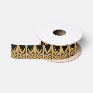 Ruban En Satin Motif Gold et Black Art Déco