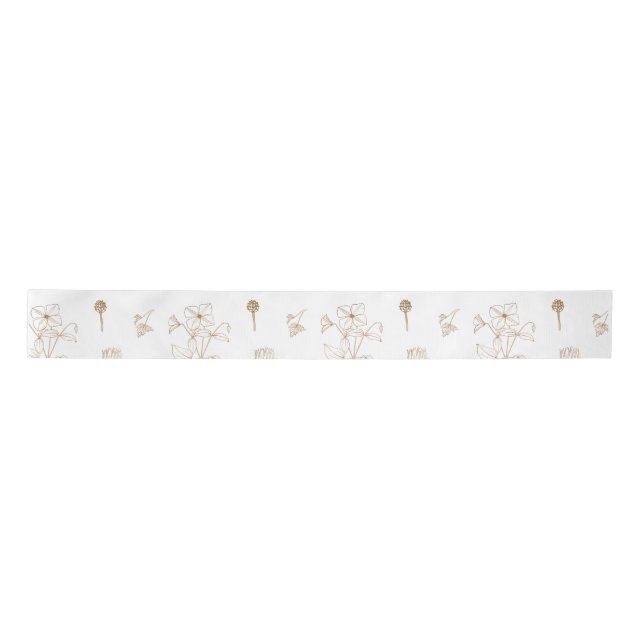 Ruban En Satin Motif Gold Flowers (Devant)