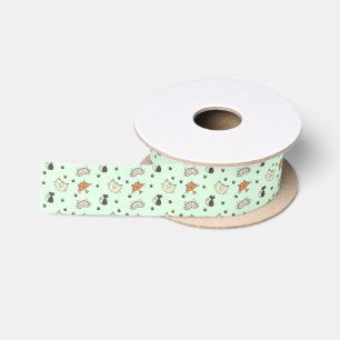 Ruban En Satin Motif Kitty Cat