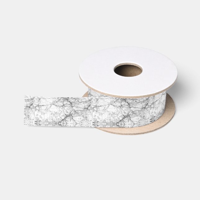 Ruban En Satin Motif moderne noir et blanc de marbre de Faux (Bobine)