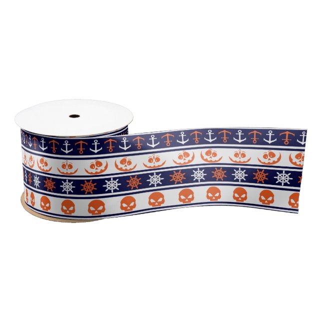 Ruban En Satin Motif nautique de Halloween (Bobine)