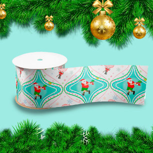 Ruban En Satin Motif Ogee de Noël Santa Pickleball