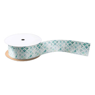 Ruban En Satin Motif peint à la main de turquoise