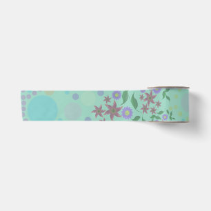 Ruban En Satin Motif personnalisé de fleurs et de vignes confetti