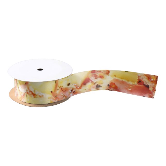Ruban En Satin Motif PIZZA PICNIC (Bobine)