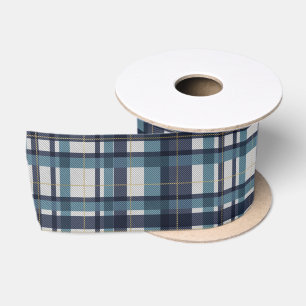 Ruban En Satin Motif Plaid bleu traditionnel