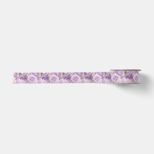 Ruban En Satin Motif pourpre de lavande florale de roses