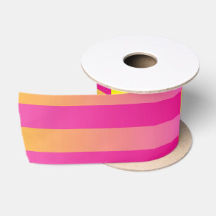 Ruban En Satin Motif rayé orange jaune rose