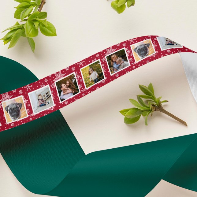 Ruban En Satin Motif Red Snowflake Photo (Créateur téléchargé)