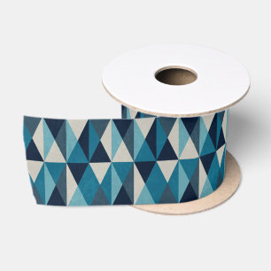 Ruban En Satin Motif Rhombic bleu blanc noir