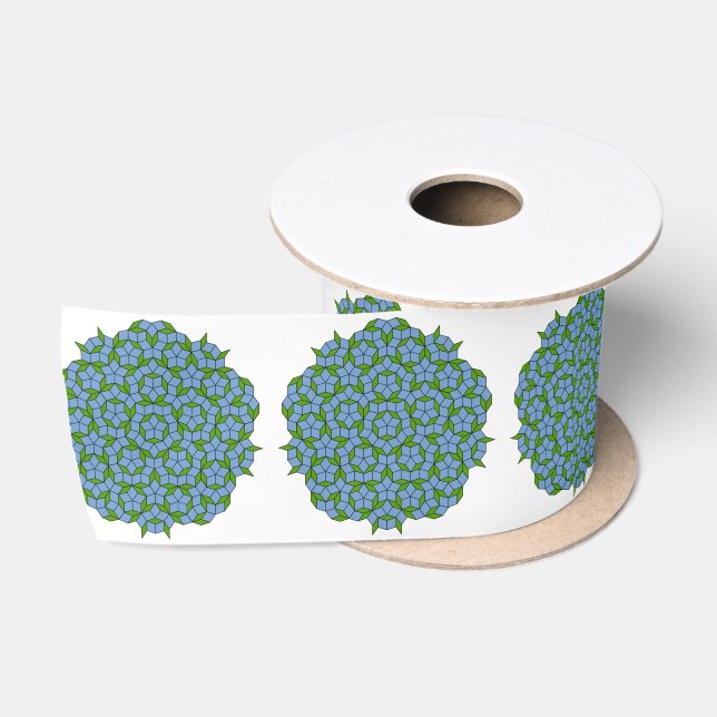 Ruban En Satin Motif Rhombus Penrose vert et bleu (Bobine)