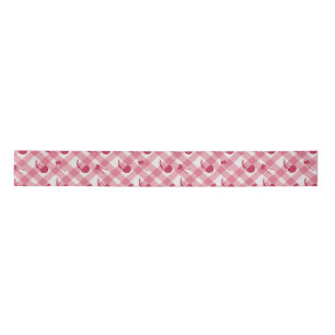 Ruban En Satin Motif rose cerisier plaid